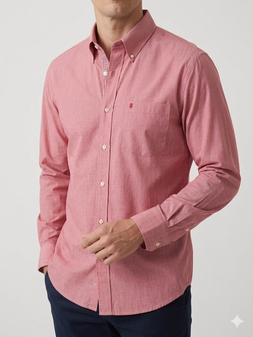 Izod Men's Long Sleeve Button-Down Shirt in Rose Pink